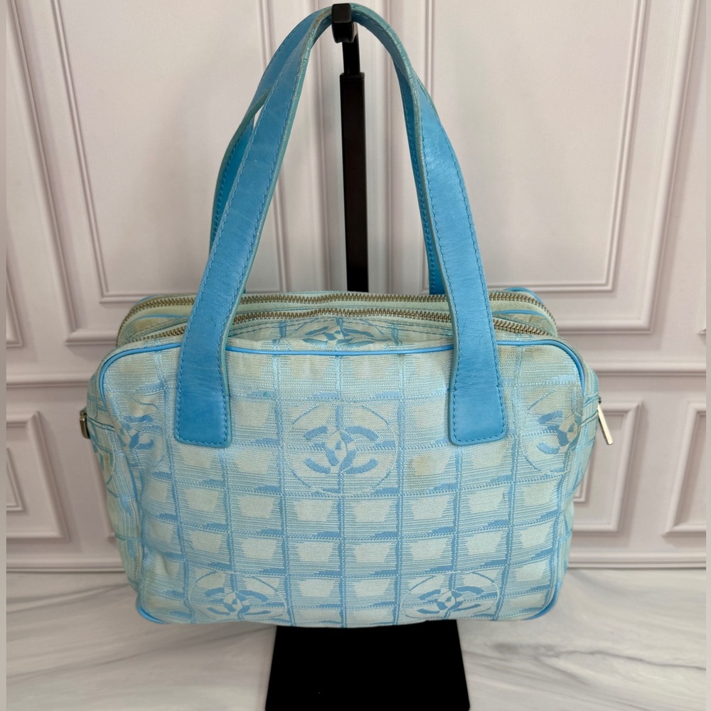 Chanel Light Blue Jacquard Shoulder Bag | Vintage Y2K